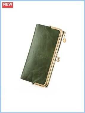 Kiss Lock Bifold Wallet PU Synthetic Leather RFID Blocking